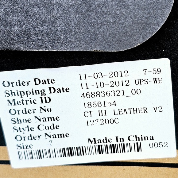 NIB 2012 Converse Chuck Taylor Leather Hi Top Unisex Sneaker M/7 W/9 - Sh940 - Picture 12 of 14